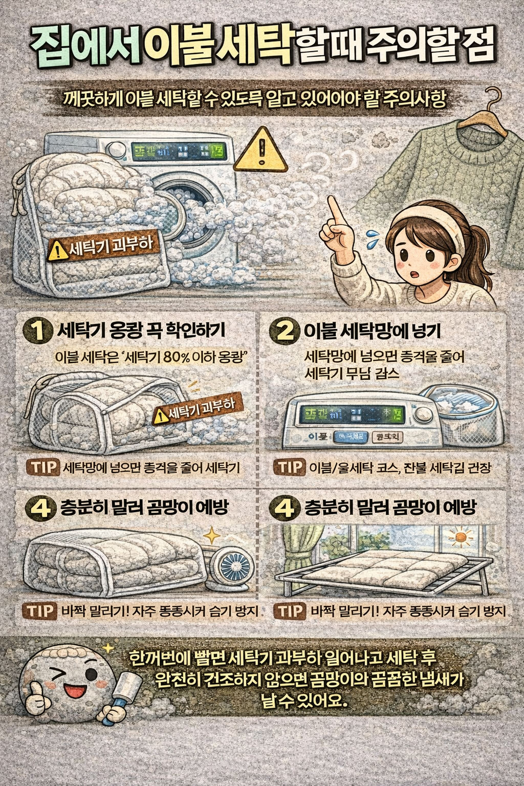 집에서 이불 세탁할 때 주의할 점