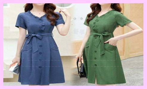 라미드 데님 투피스