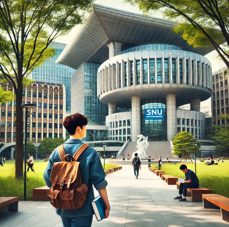 서울대 캠퍼스에서 거닐고 있는 인문학 학생의 이미지