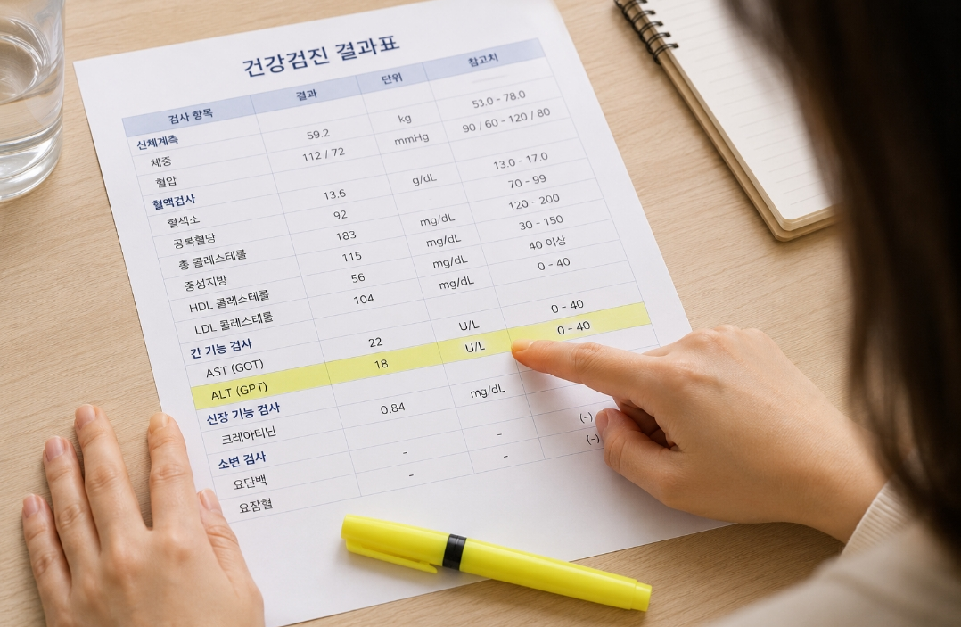 AST, ALT 정상수치 건강검진 결과