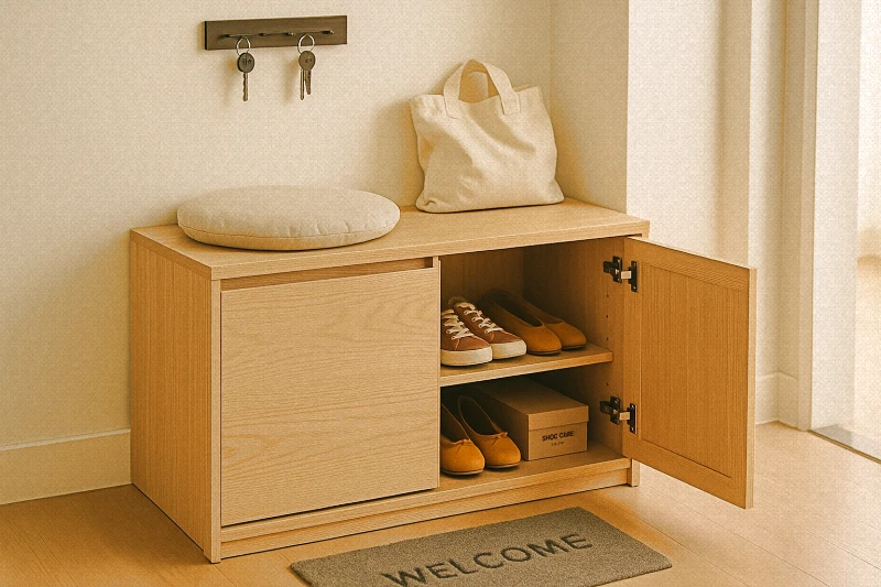 벤치형 수납장 - 좁은 자취방 현관에 어울리는 수납장