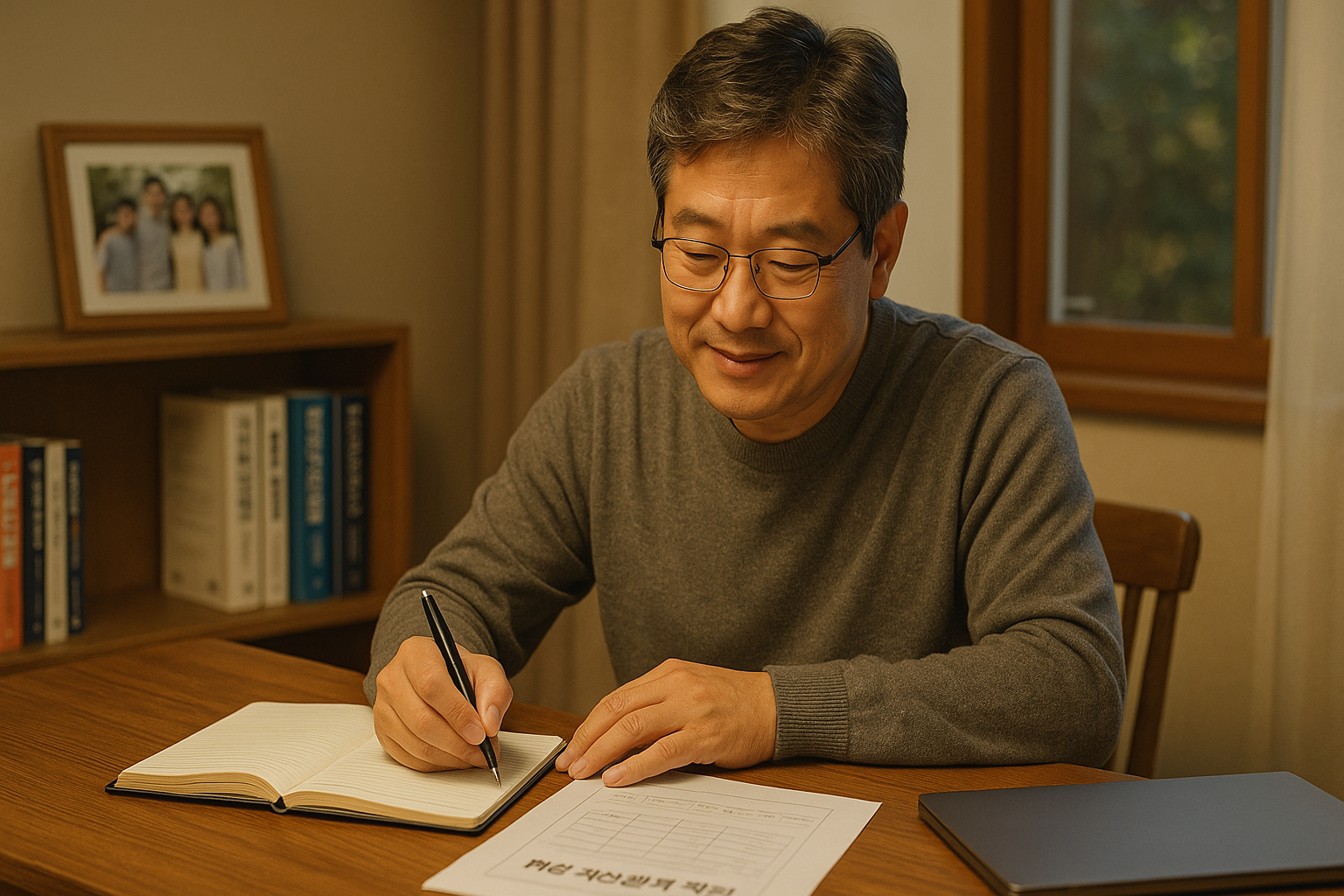 자산관리 전략을 수립하고 있는 50대 남성