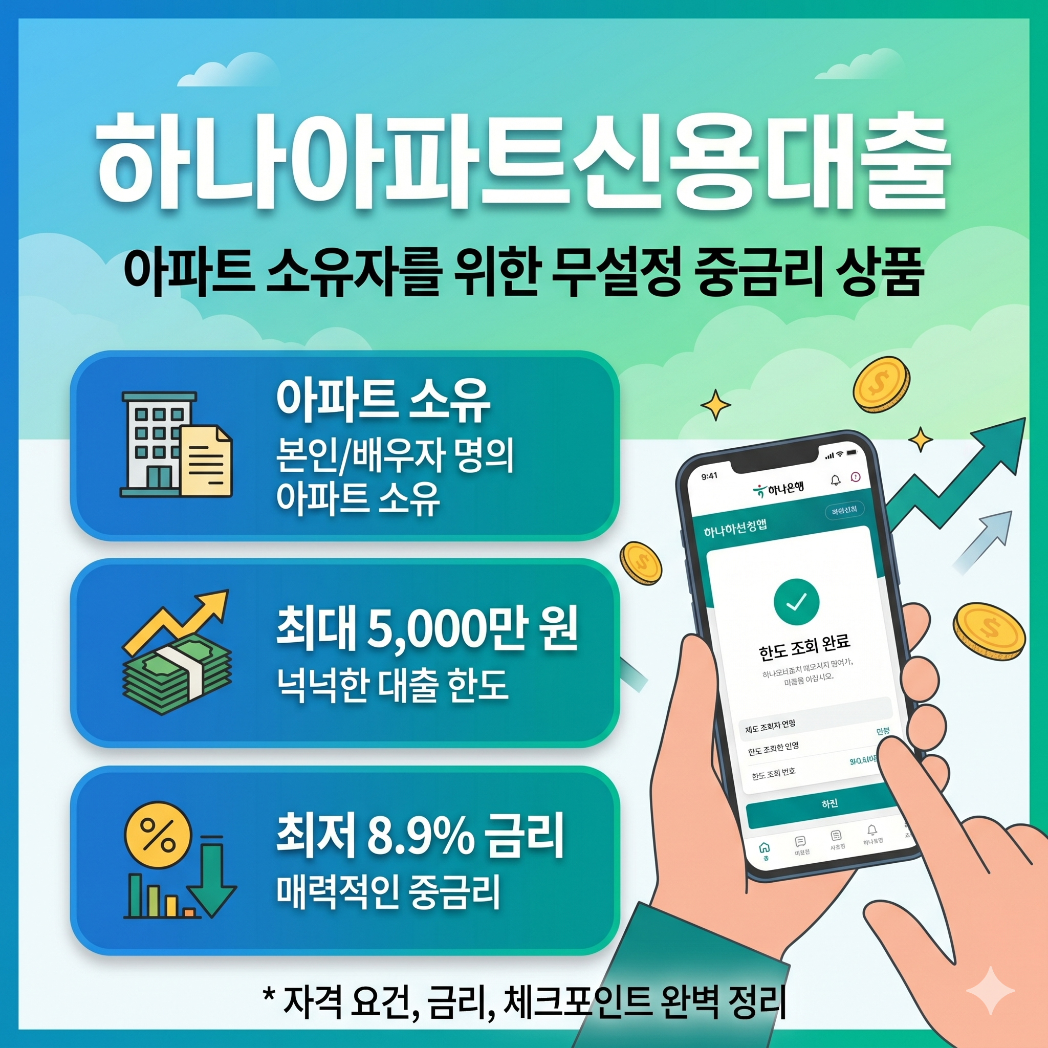 하나아파트신용대출 자격 조건 및 한도 금리 핵심 요약 정리