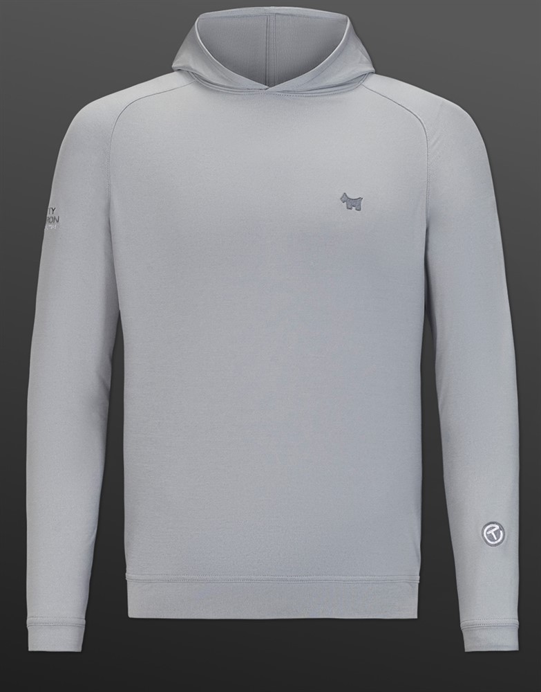 “Scotty Cameron 퍼포먼스 후디 — 그레이 컬러, 스카티 도그 & Circle T 자수 디자인”