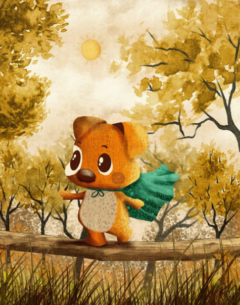 다람쥐가 용기 내서 다리를 건너는 사진