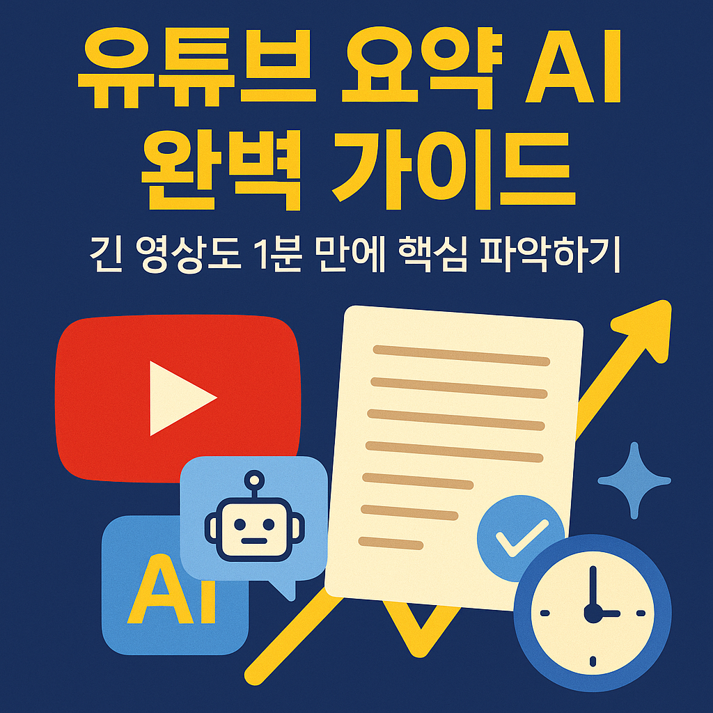긴 유튜브 영상을 1분 만에 요약하는 AI 요약 도구를 표현한 썸네일 이미지