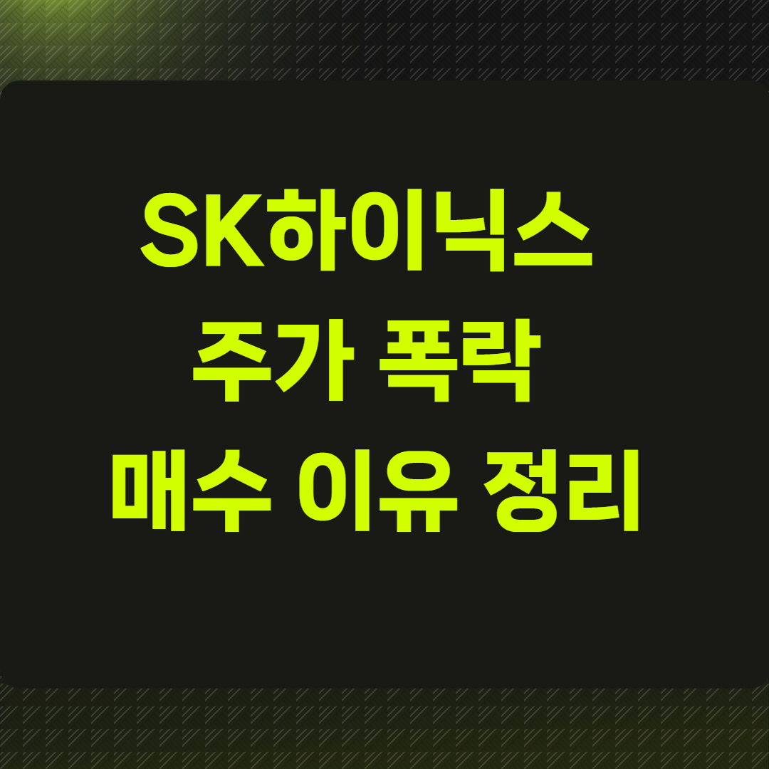 SK하이닉스 주가 폭락 매수 이유 정리