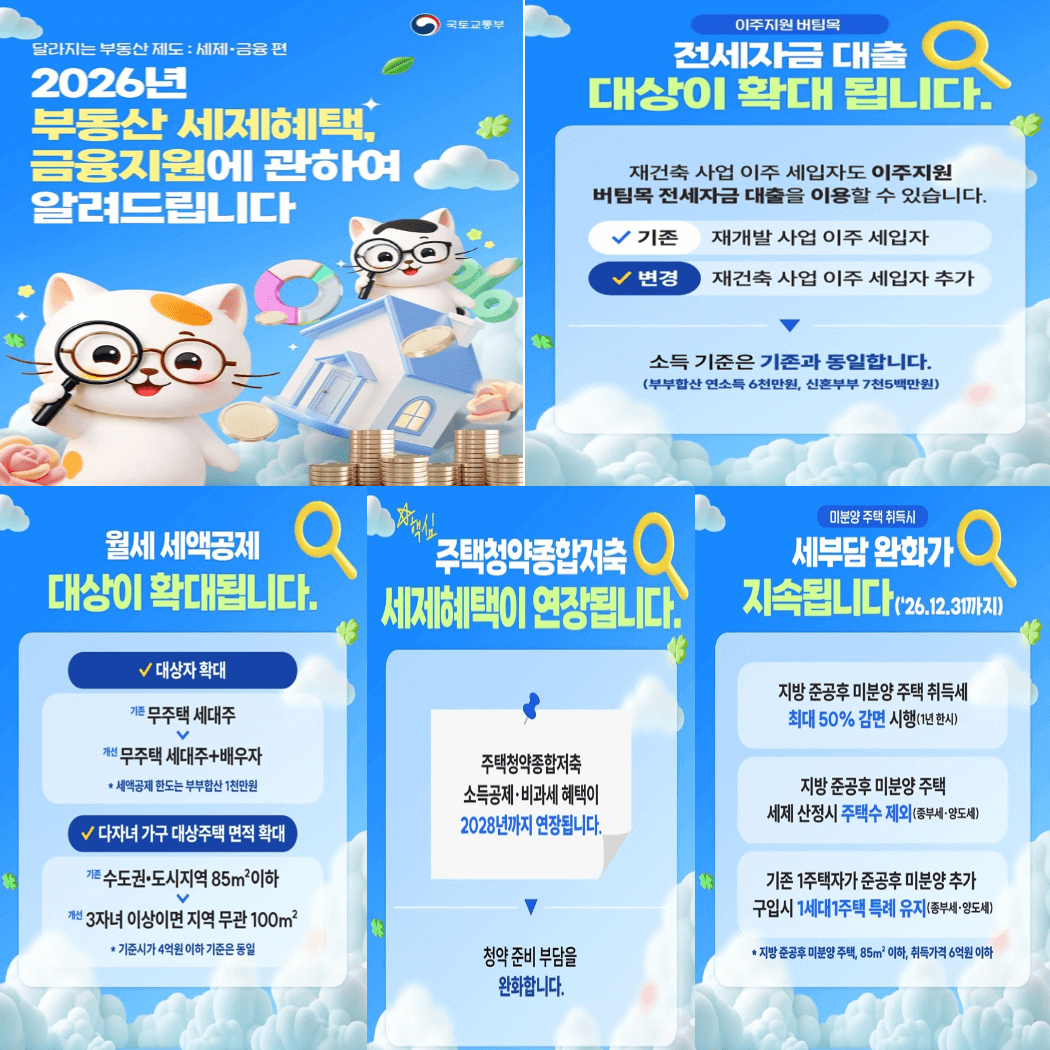 2026 부동산 정책: 놓치면 손해! 세금·대출 혜택 총정리
