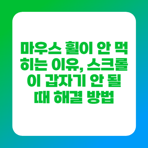 마우스 휠이 안 먹히는 이유, 스크롤이 갑자기 안 될 때 해결 방법