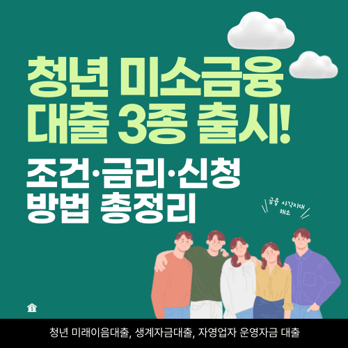 2026 청년 미소금융 대출 3종 출시! 조건·금리·신청방법 총정리 / 청년 미래이음대출, 생계자금대출, 청년대출