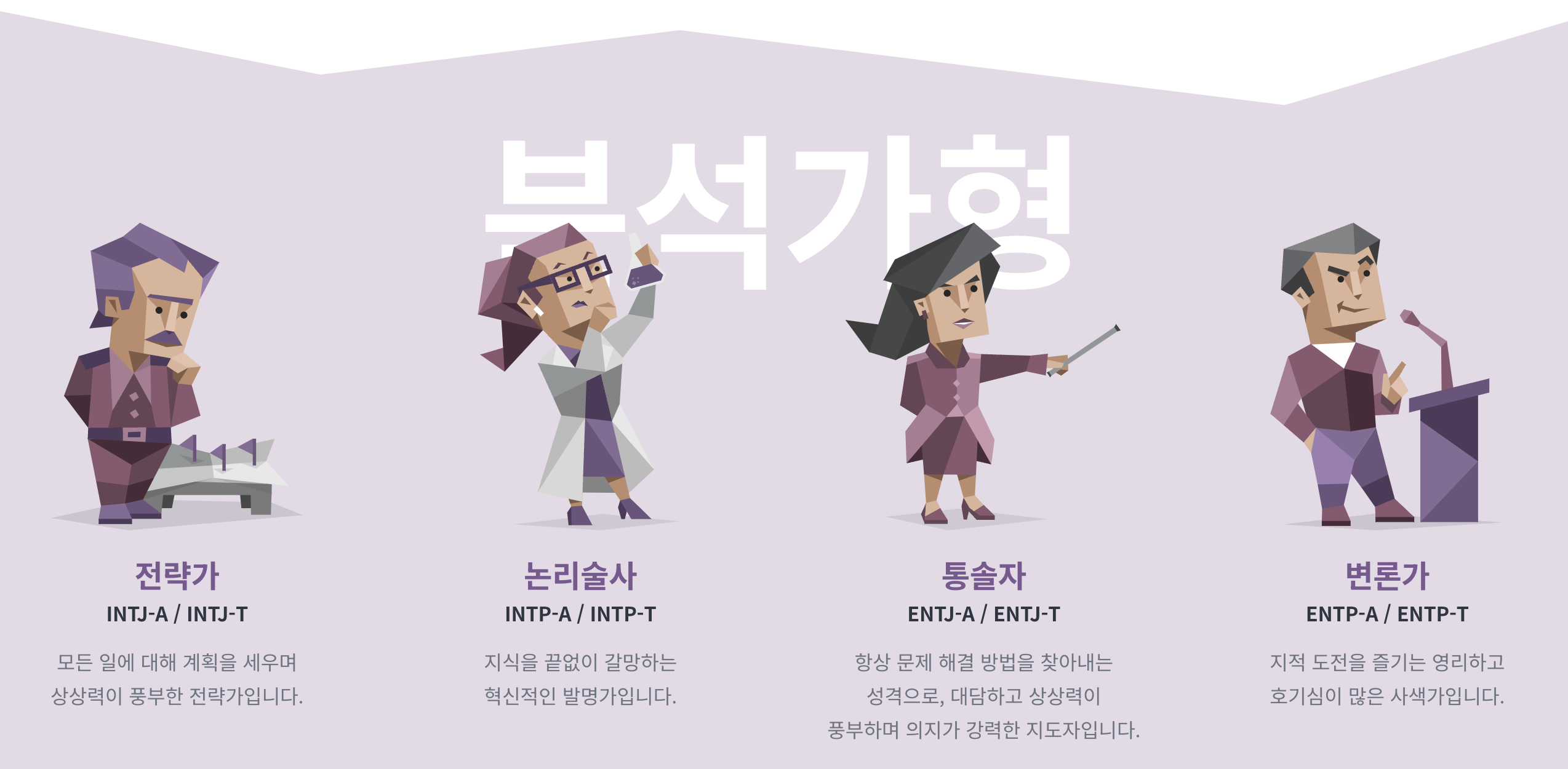 분석가형 INTJ, INTP, ENTJ, ENTP