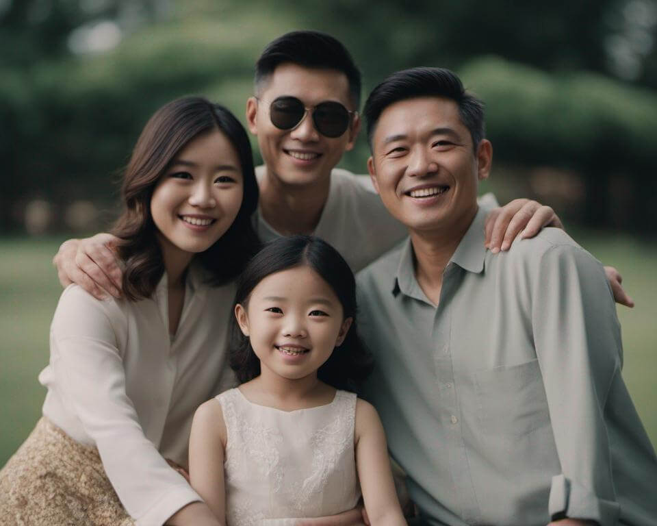 가족 친척과 함께 있는 사진