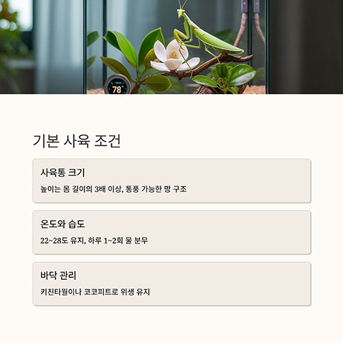사마귀 사육에 필요한 기본 조건