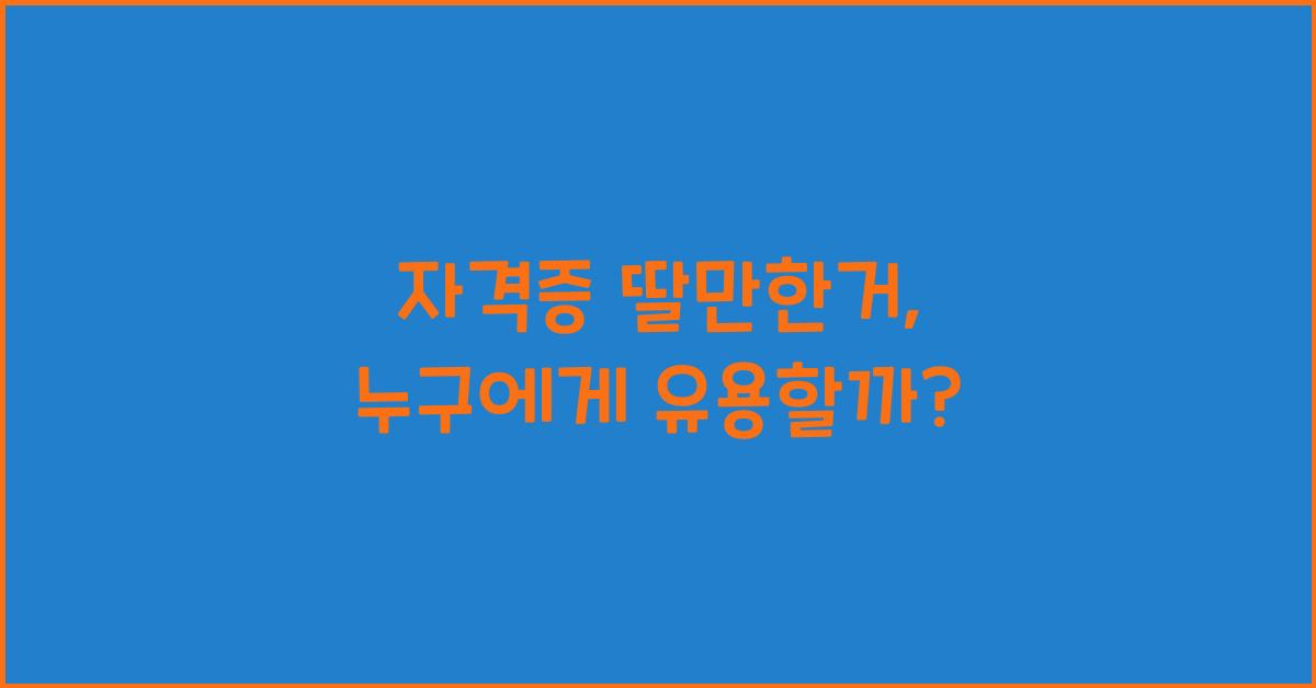 자격증 딸만한거