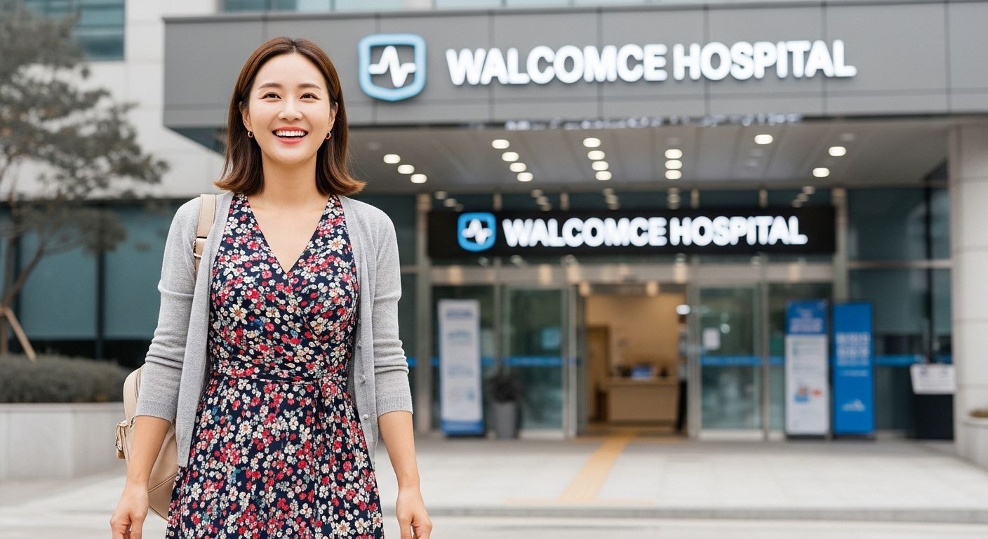 건강검진 예약일정에 병원에 도착한 여성