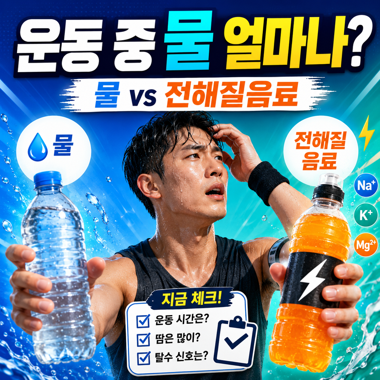 운동 중 수분 섭취량 자가체크와 물 전해질음료 선택 기준