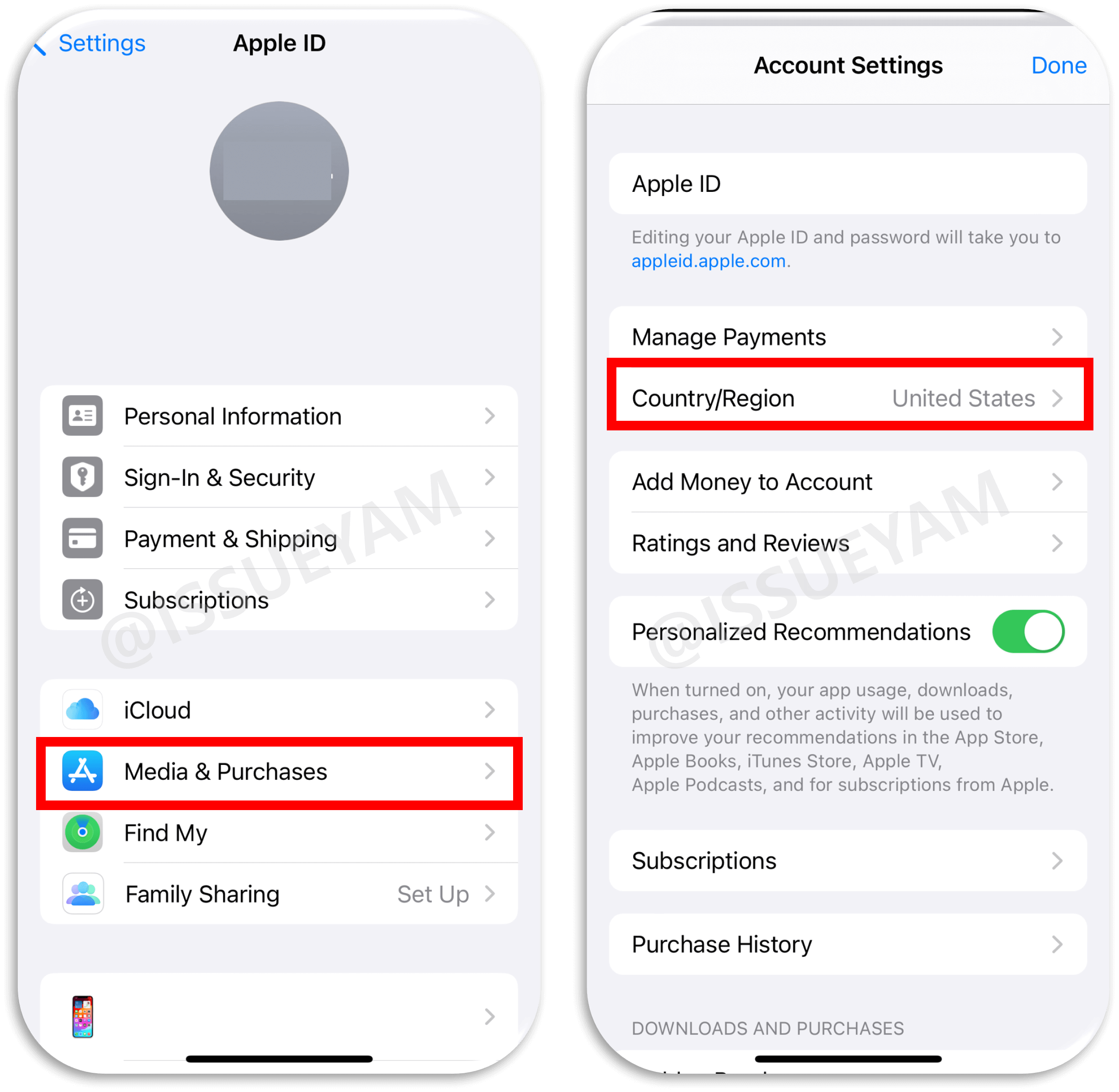 아이폰 국가/지역 설정 변경하는 방법