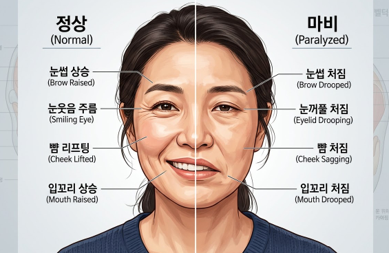 눈썹, 눈, 입꼬리 움직임 차이