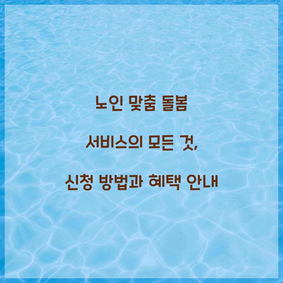 노인 맞춤 돌봄 서비스