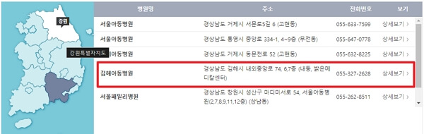 경남 달빛어린이병원 주소 및 대표전화