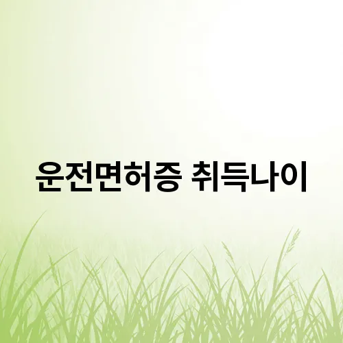 운전면허증 취득나이