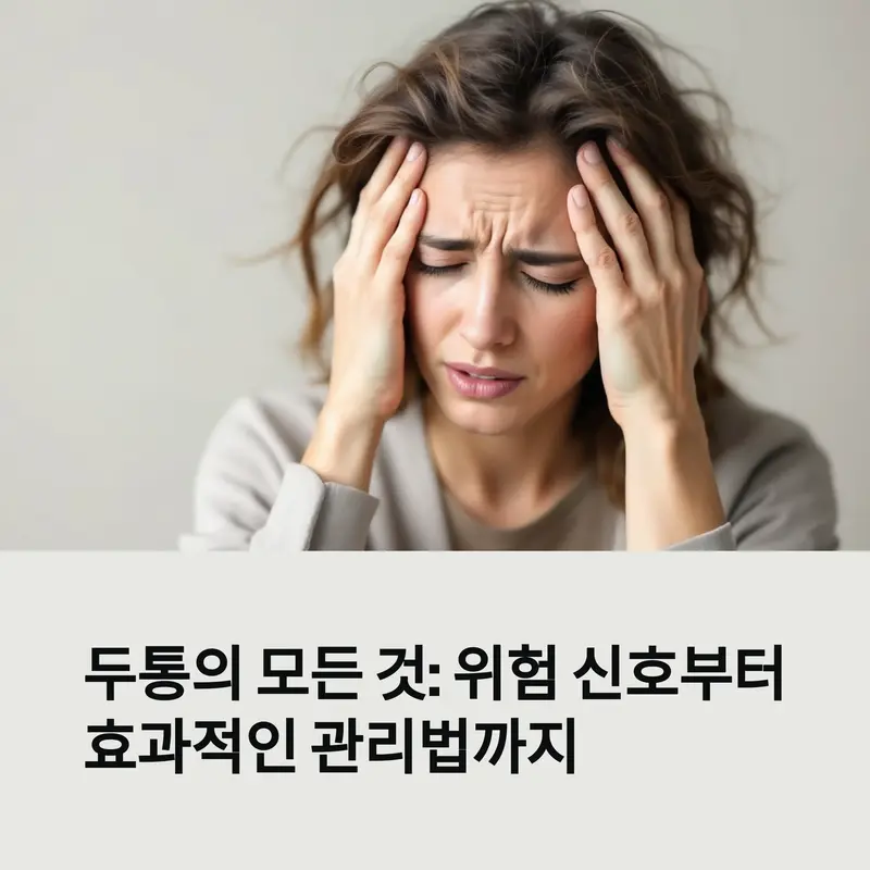 두통으로 괴로워하는 여성의 모습, 편두통과 긴장형 두통 관련 대표 이미지
