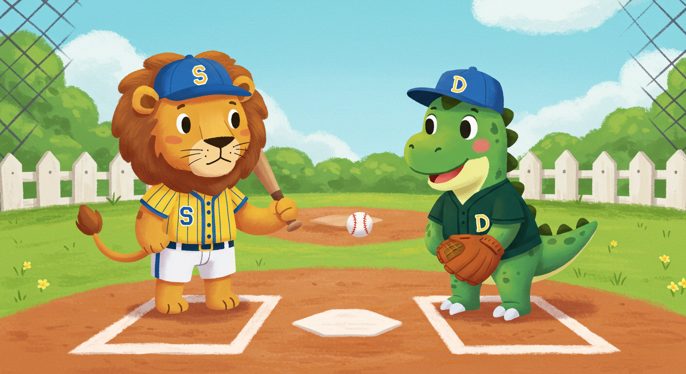 사자와 공룡의 대결 생성 이미지