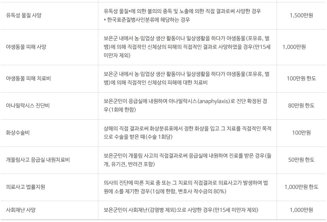 보장내용과 보장금액