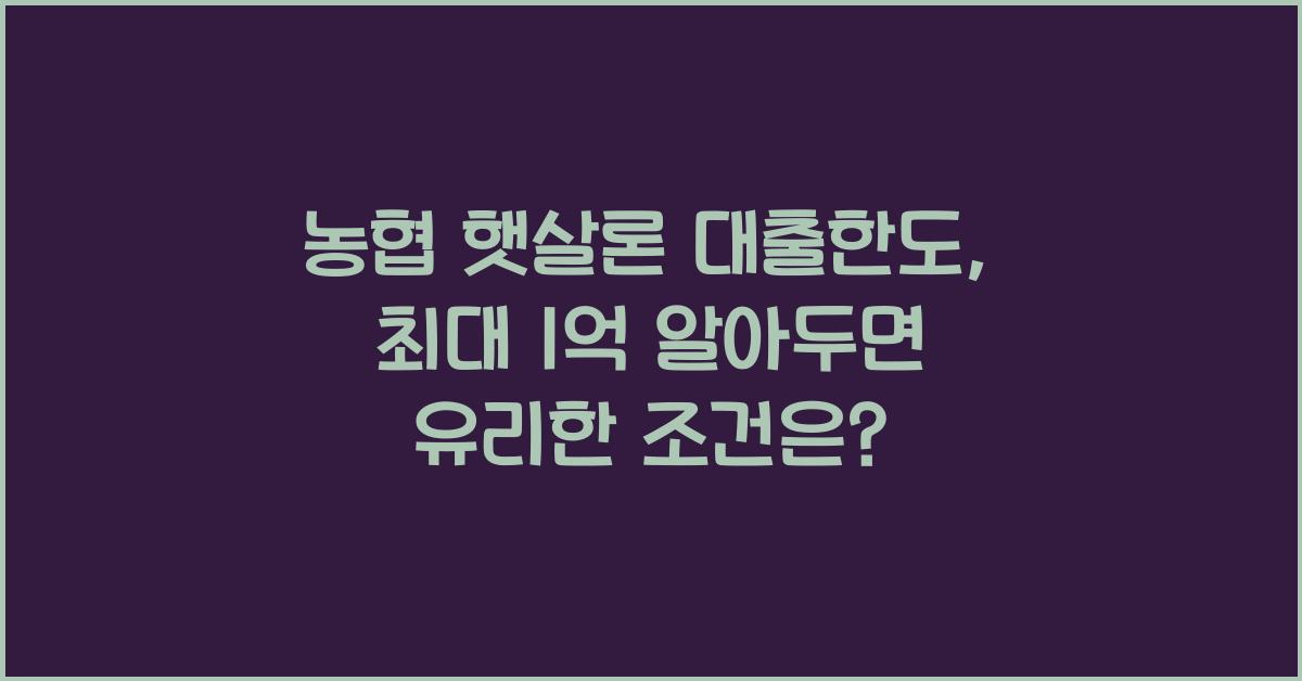 농협 햇살론 대출한도