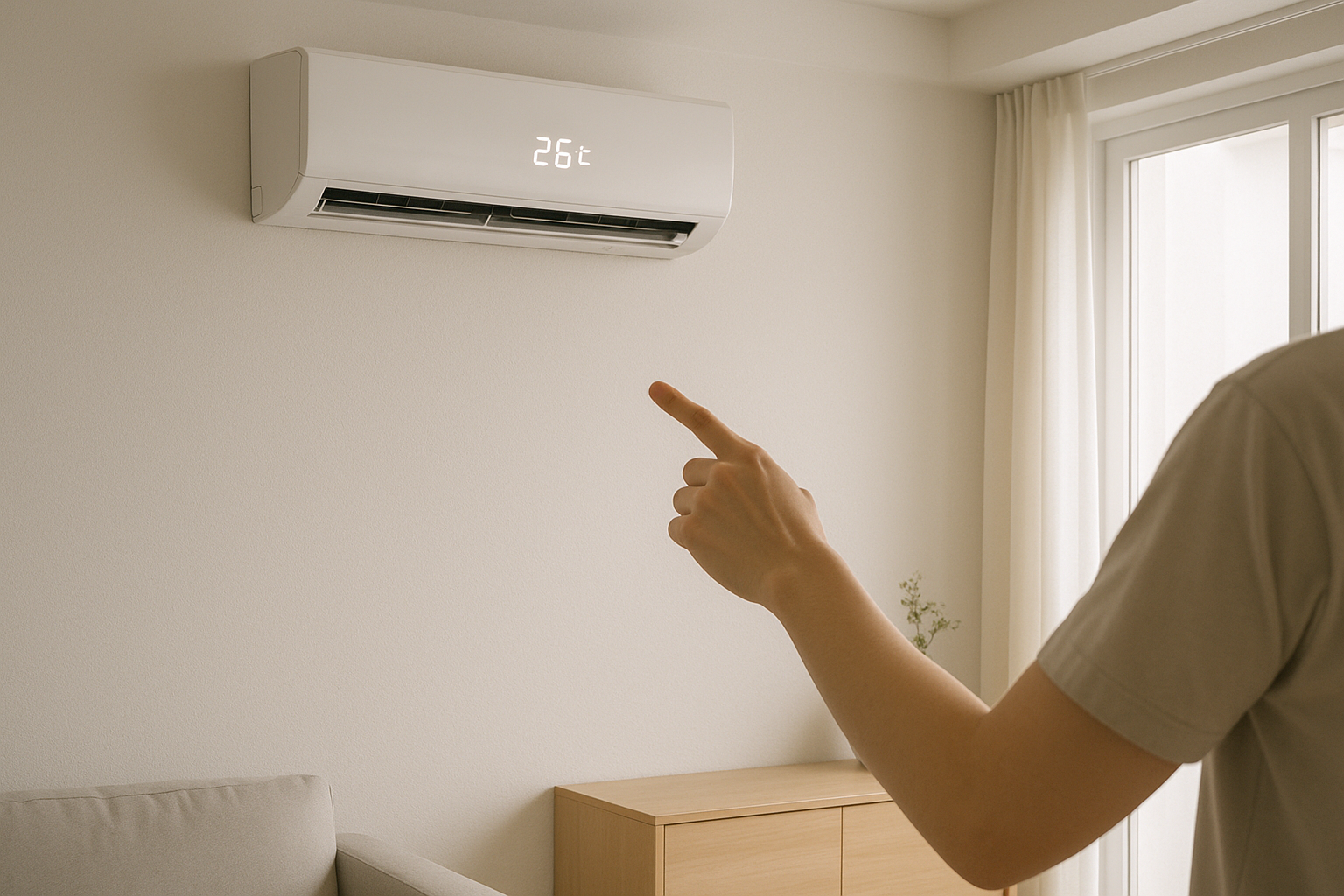 에어컨 온도 26도로 설정된 모습