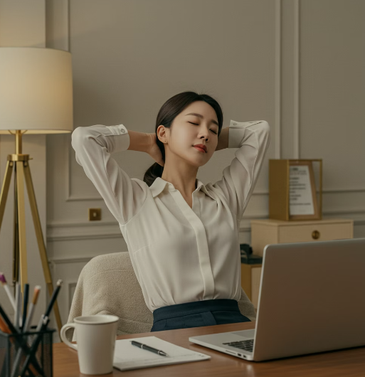 목디스크 예방을 위해 스트레칭하는 모습 1