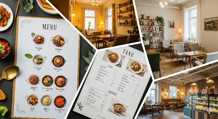 맛집 메뉴와 카페 인테리어를 담은 콜라주
