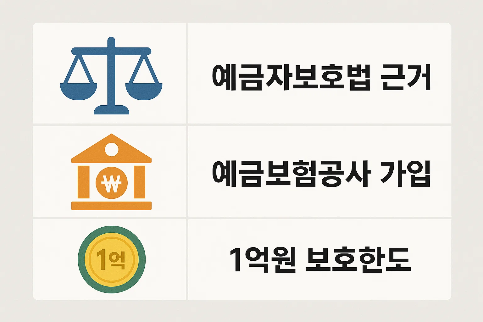 카카오뱅크 예금자보호 제도의 법적 근거, 예금보험공사 가입 여부, 1억원 보호한도를 시각적으로 설명한 2025년 기준 안내 인포그래픽