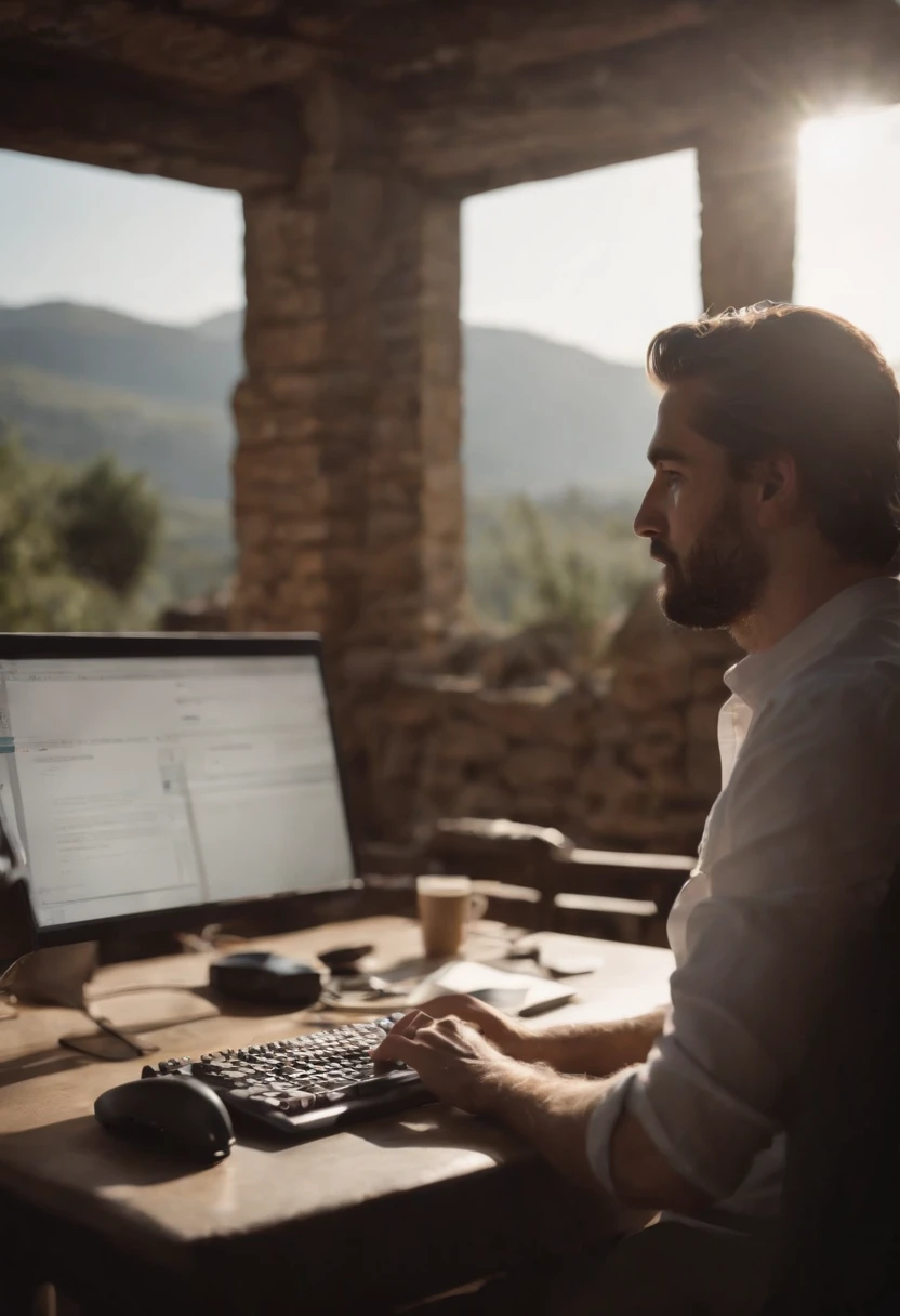 컴퓨터로 부업을 하는 남자 이미지