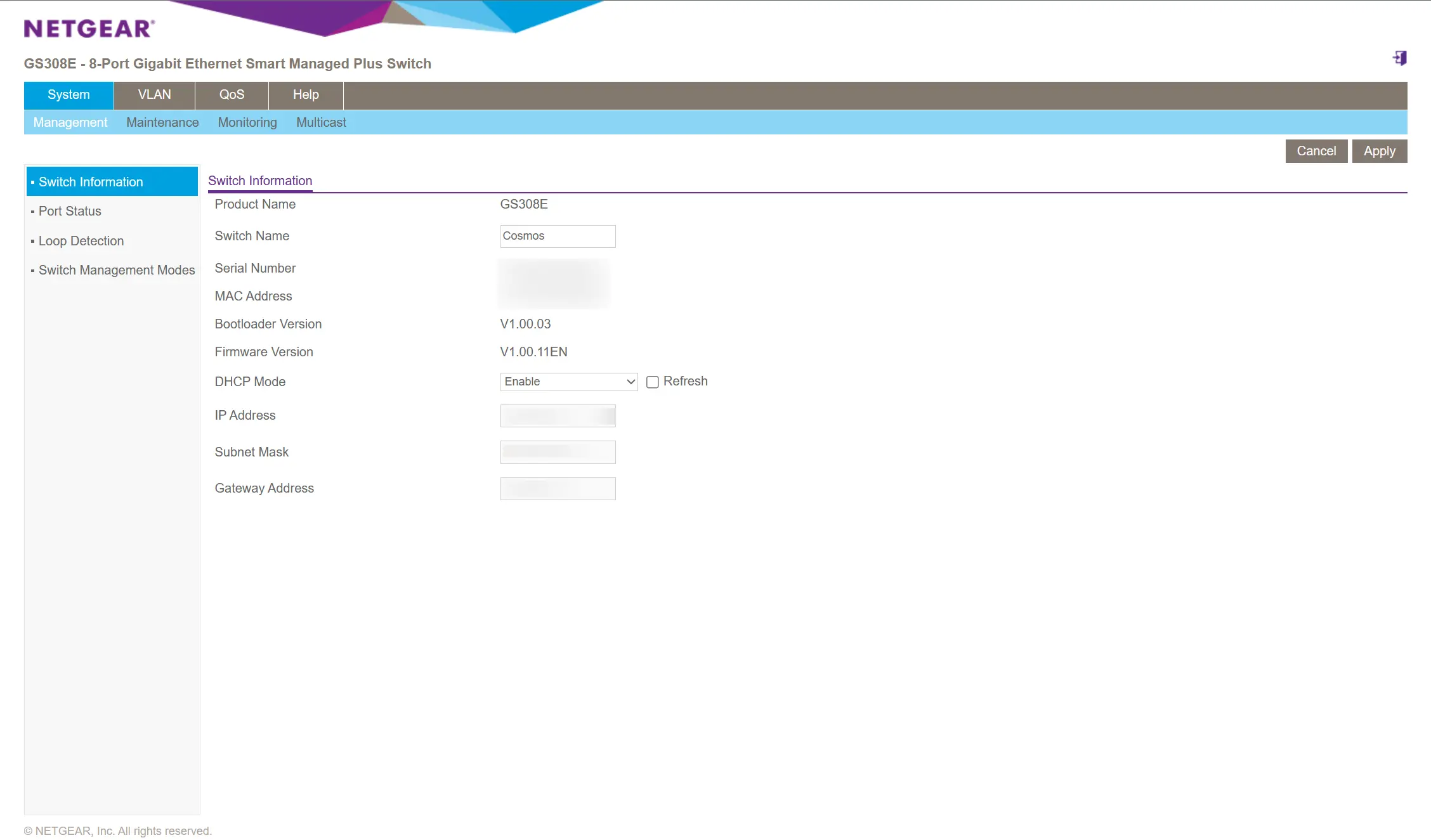 GS308E 매니지먼트 접속