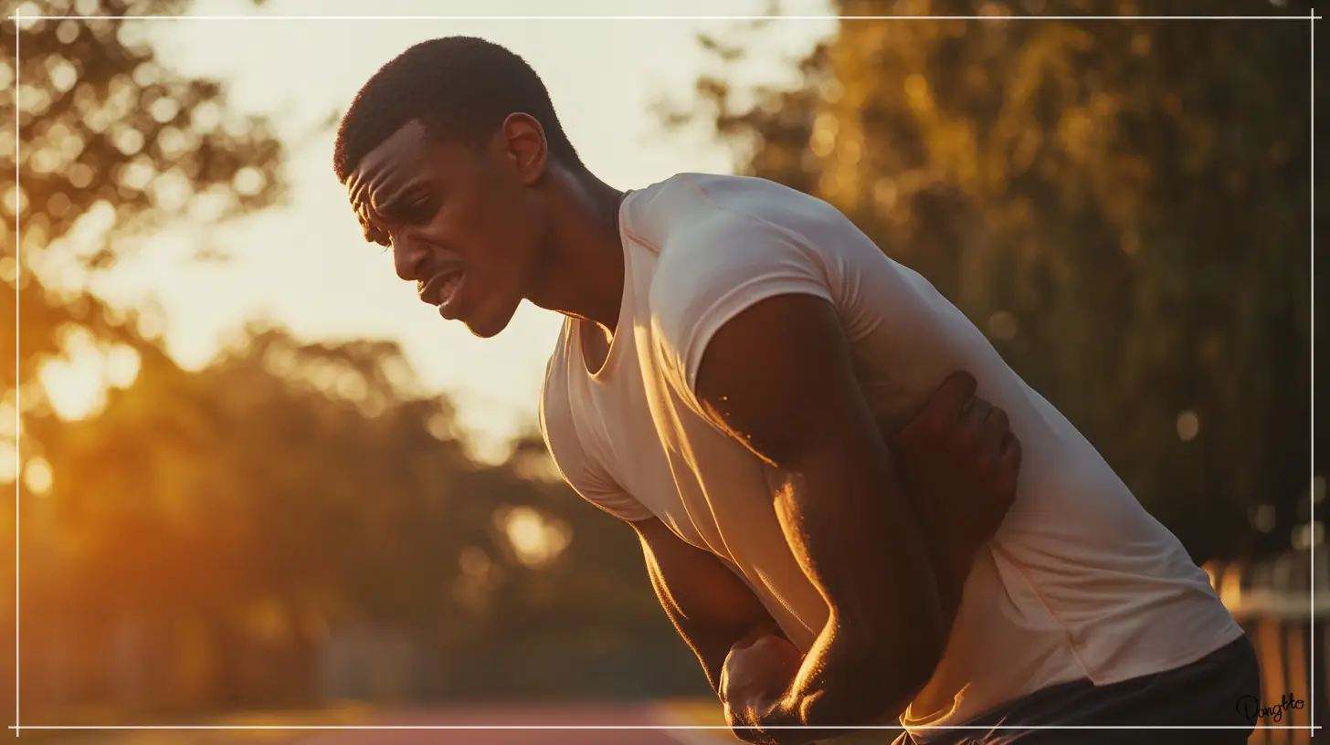 오른쪽-옆구리-통증-증상-중에-아랫배-쪽의-고통을-호소하는-모습