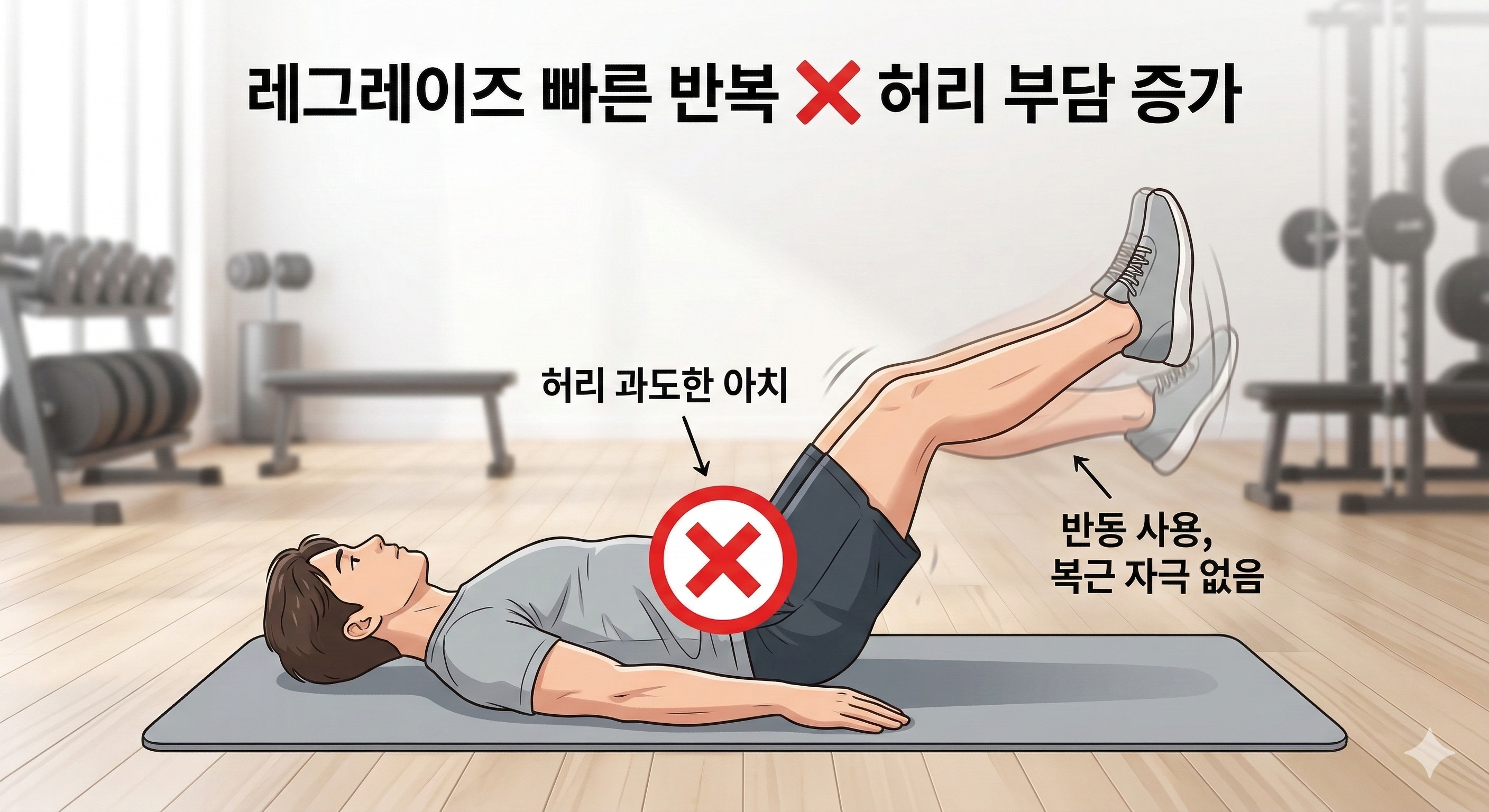 레그레이즈 빠른 반복 반동 사용 복근 긴장 해제