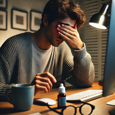 눈이 많이 피로한 모습