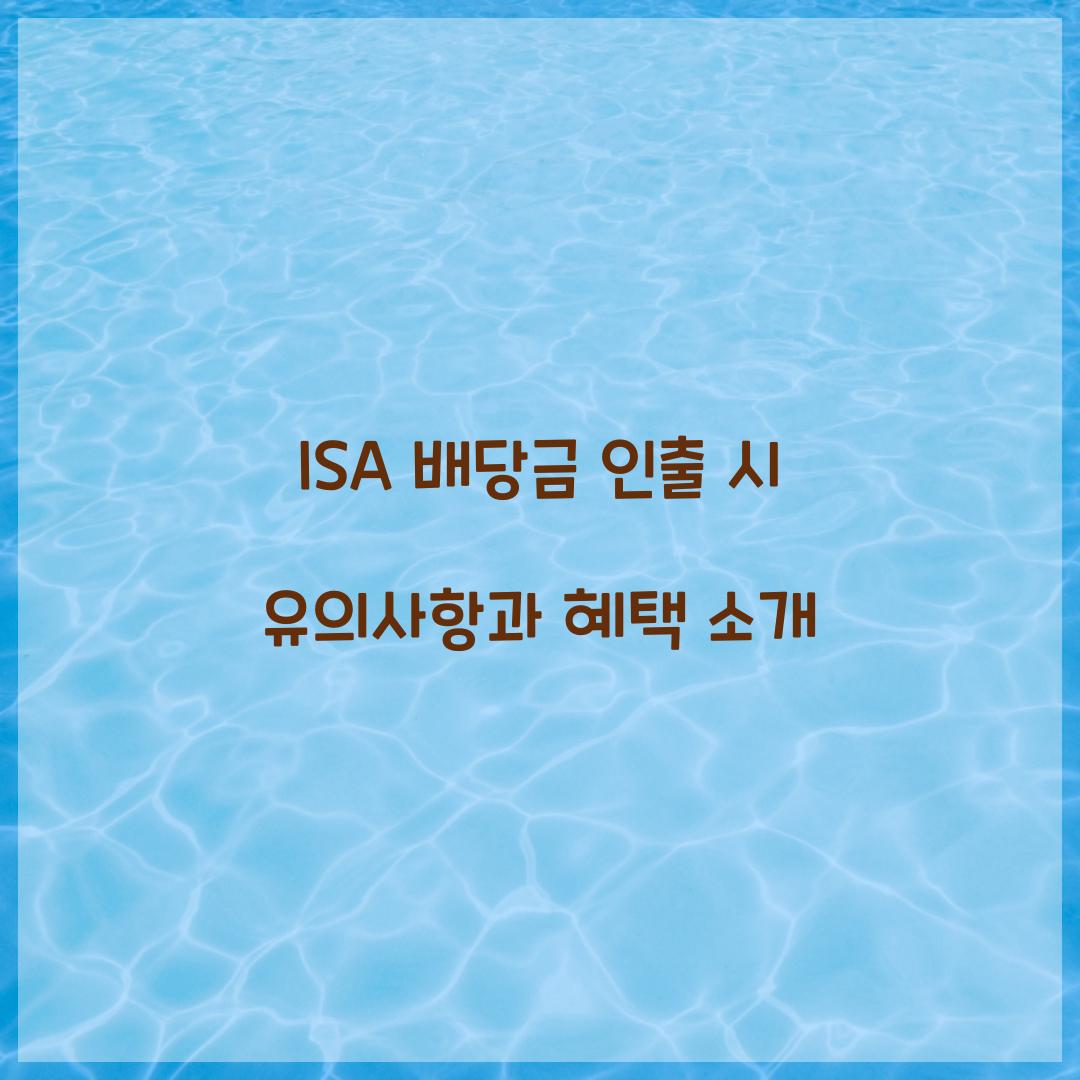 ISA 배당금 인출