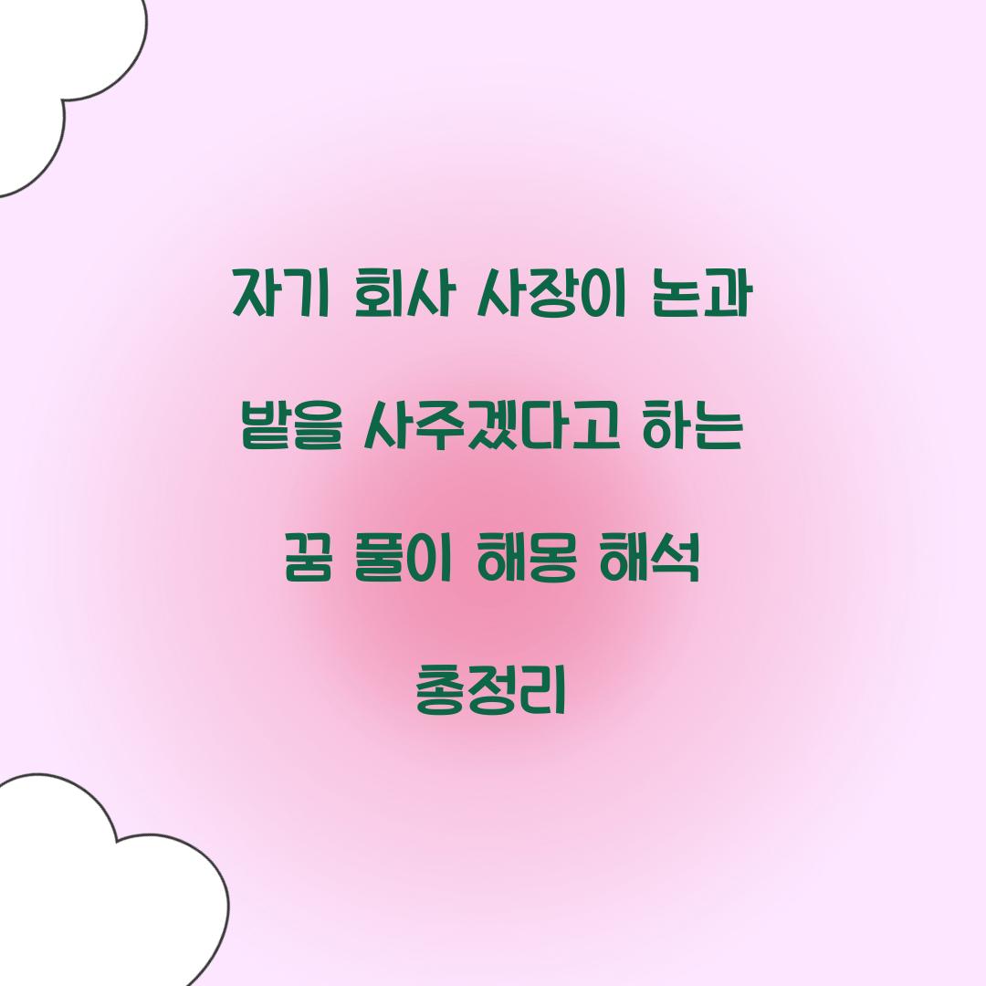 자기 회사 사장이 논과 밭을 사주겠다고 하는 꿈 풀이 해몽 해석