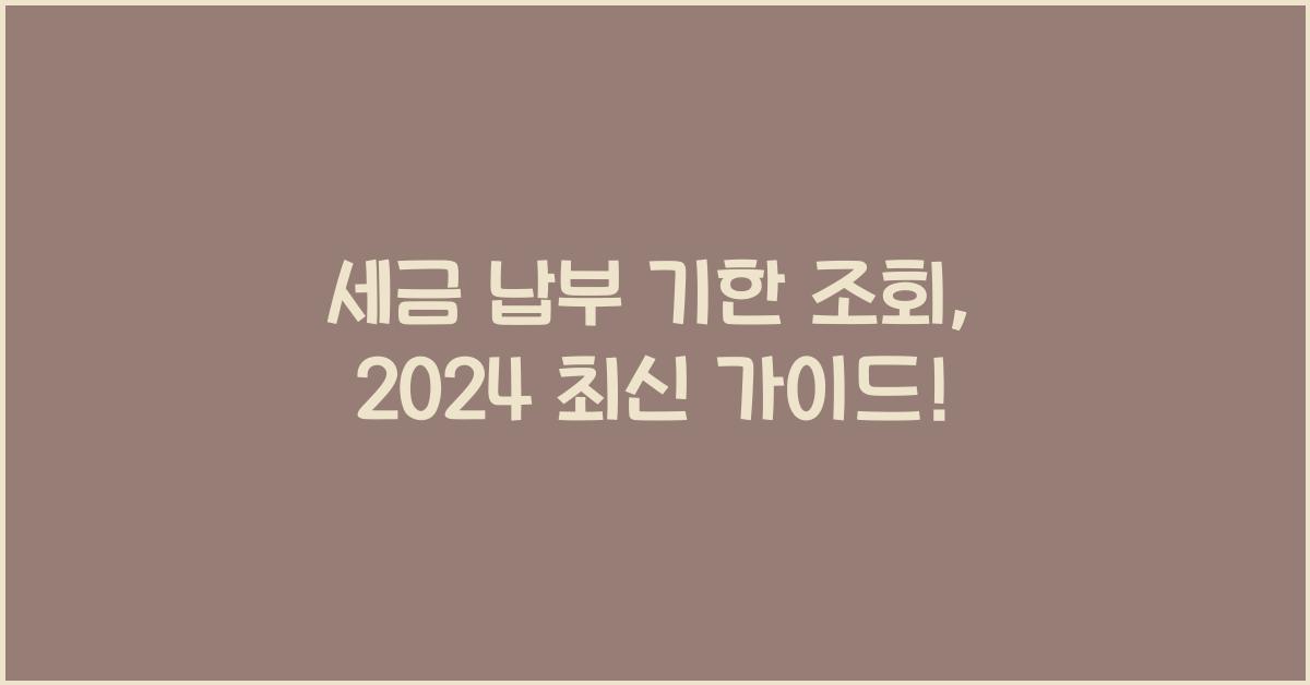 세금 납부 기한 조회