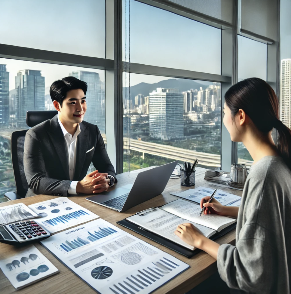 세무 상담을 진행하는 금융 전문가