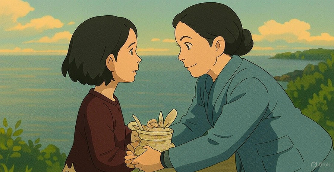 엄마와 딸 지브리 스타일 이미지