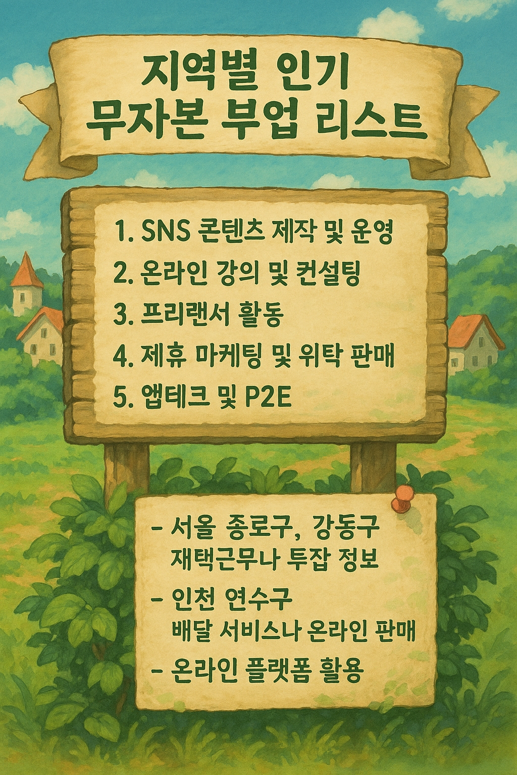 지역별 인기 무자본 부업 리스트 사진