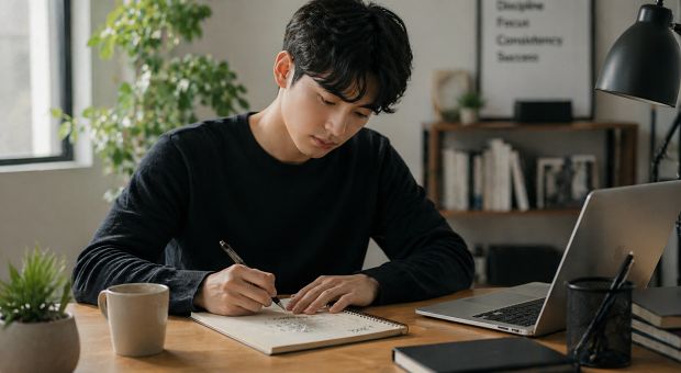 목표를 적는 모습