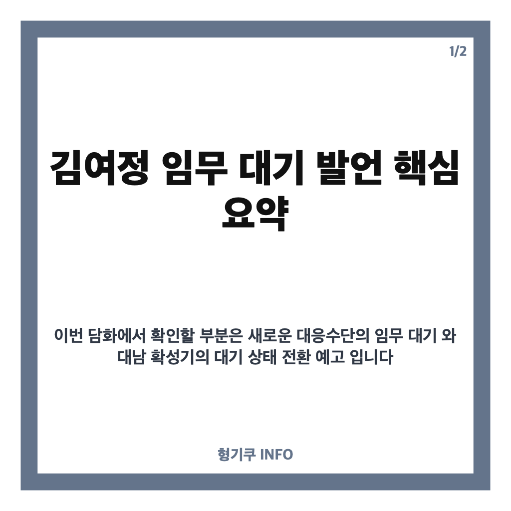 김여정 임무 대기 발언, 국경선 새 대응수단과 확성기 예고 내용 정리 카드뉴스 1
