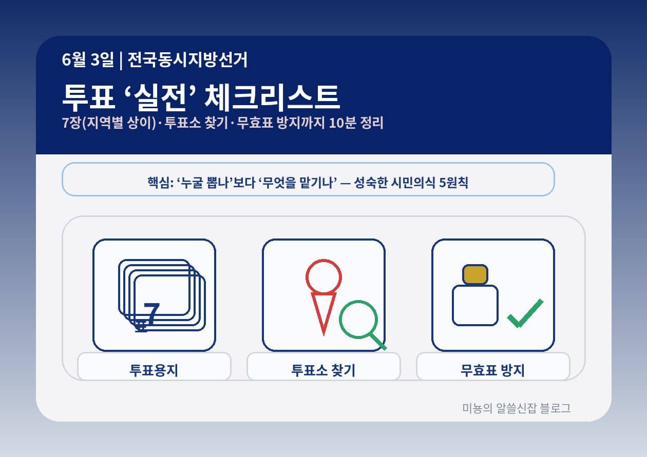 6월 3일 전국동시지방선거｜"7장(지역별 상이) 투표용지"부터 '내 투표소 찾기'까지