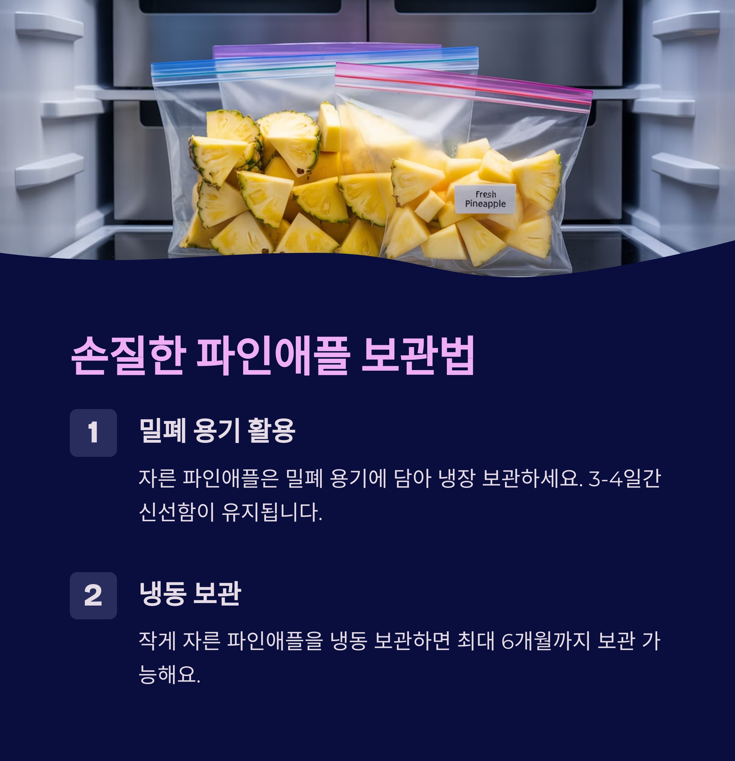 손질한 파인애플 보관법: 촉촉함과 당도를 지키는 비법