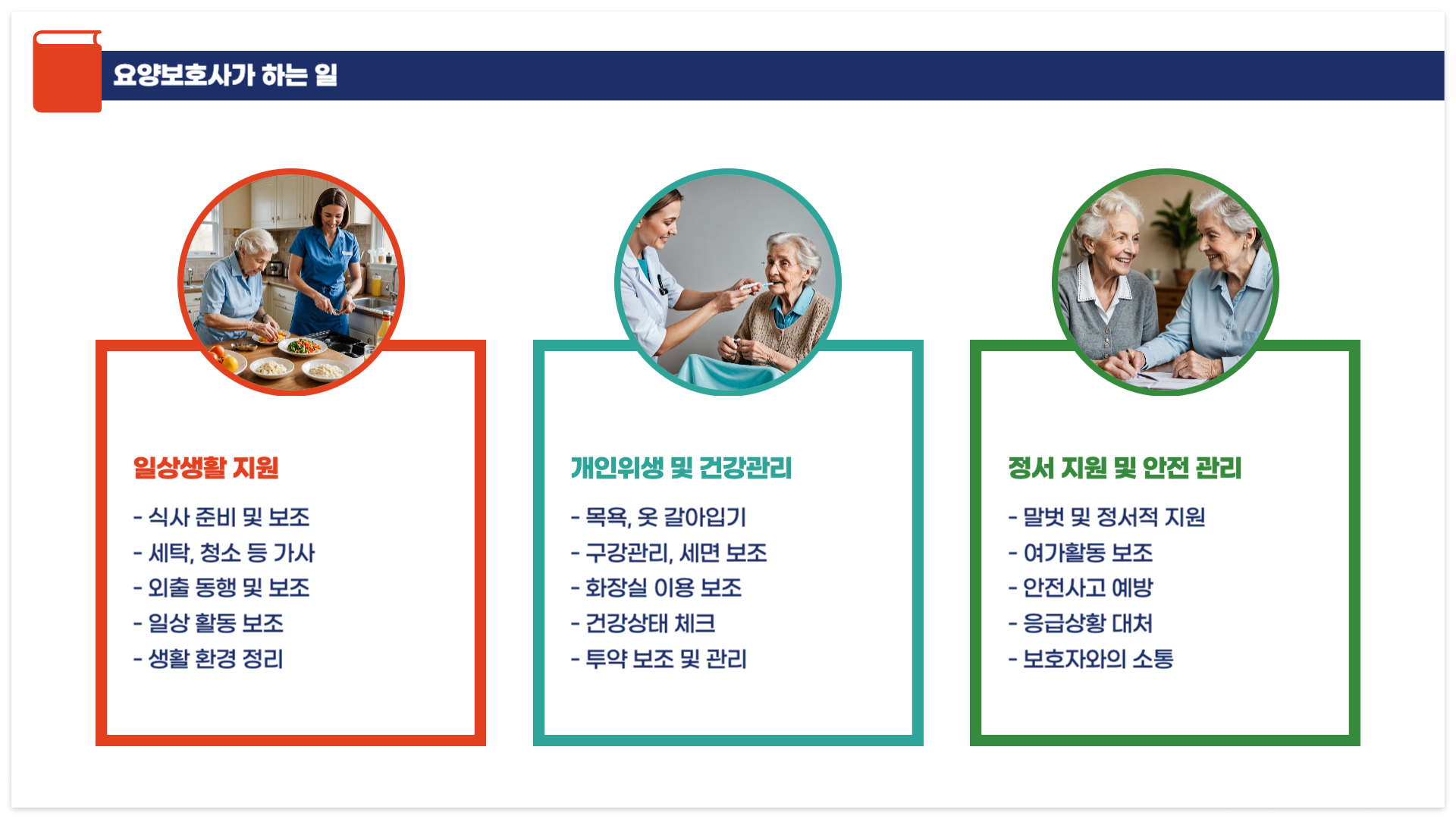 요양보호사-하는일-일상생활-개인위생-건강관리-안전관리