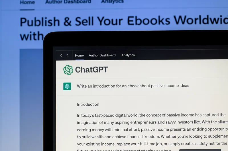 ChatGPT로 전자책을 작성하는 노트북 화면